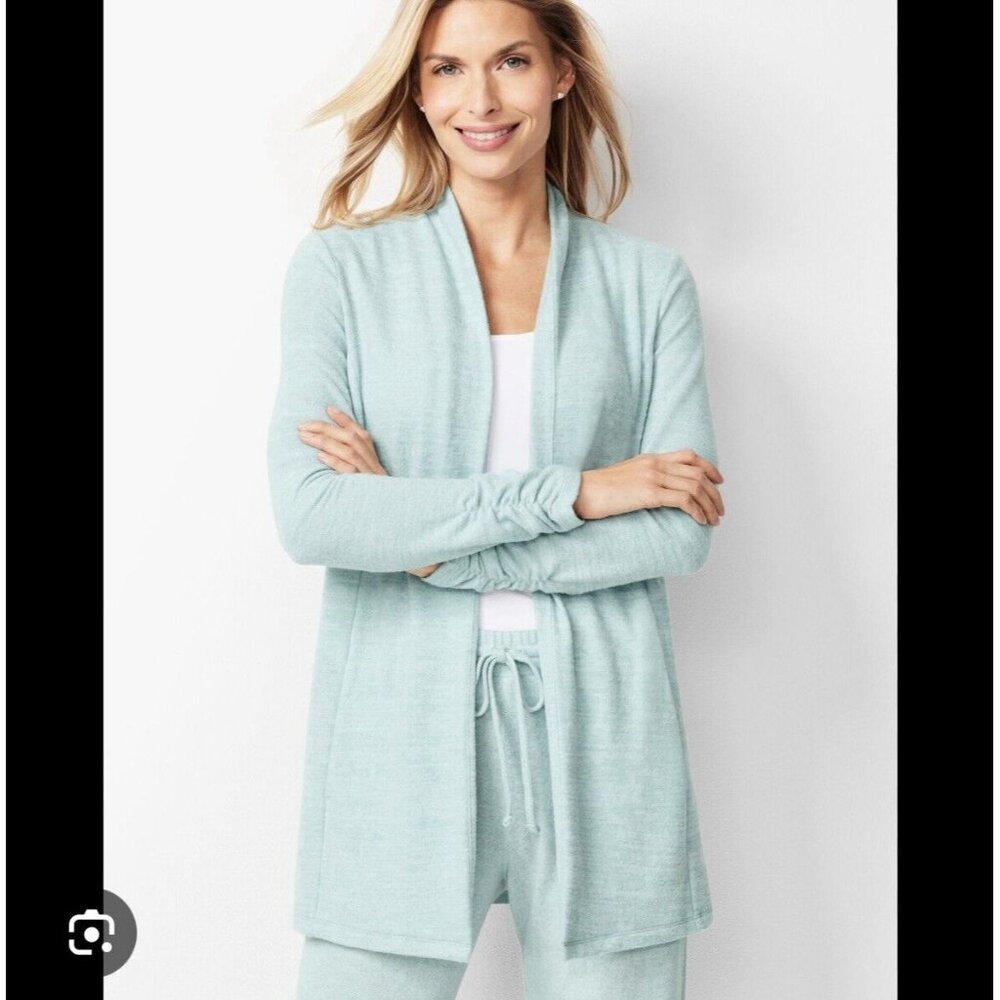 Talbots Light Aqua Open-Front Cardigan